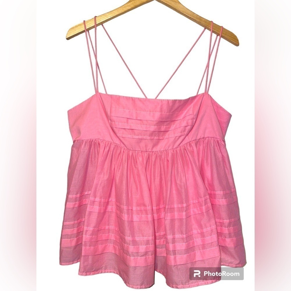 STAUD Theo strawberry cream pink cotton tank top 10 NWT